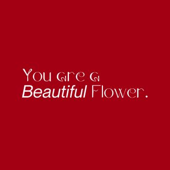You are a beautifull flower écris en blanc avec la police MEI sur fond rouge