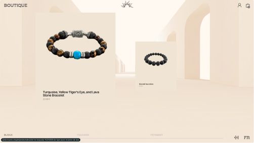 Capture d'écran de la page boutique du site santa Muerte